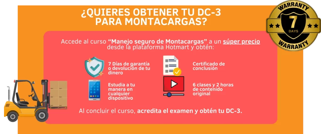 Obtén tu DC3 para Montacargas